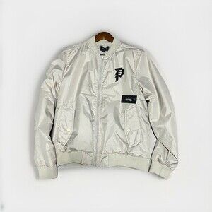 New Primitive Skateboarding Bomber Jacket Mens Size S Gray Taupe Paul Rodriguez